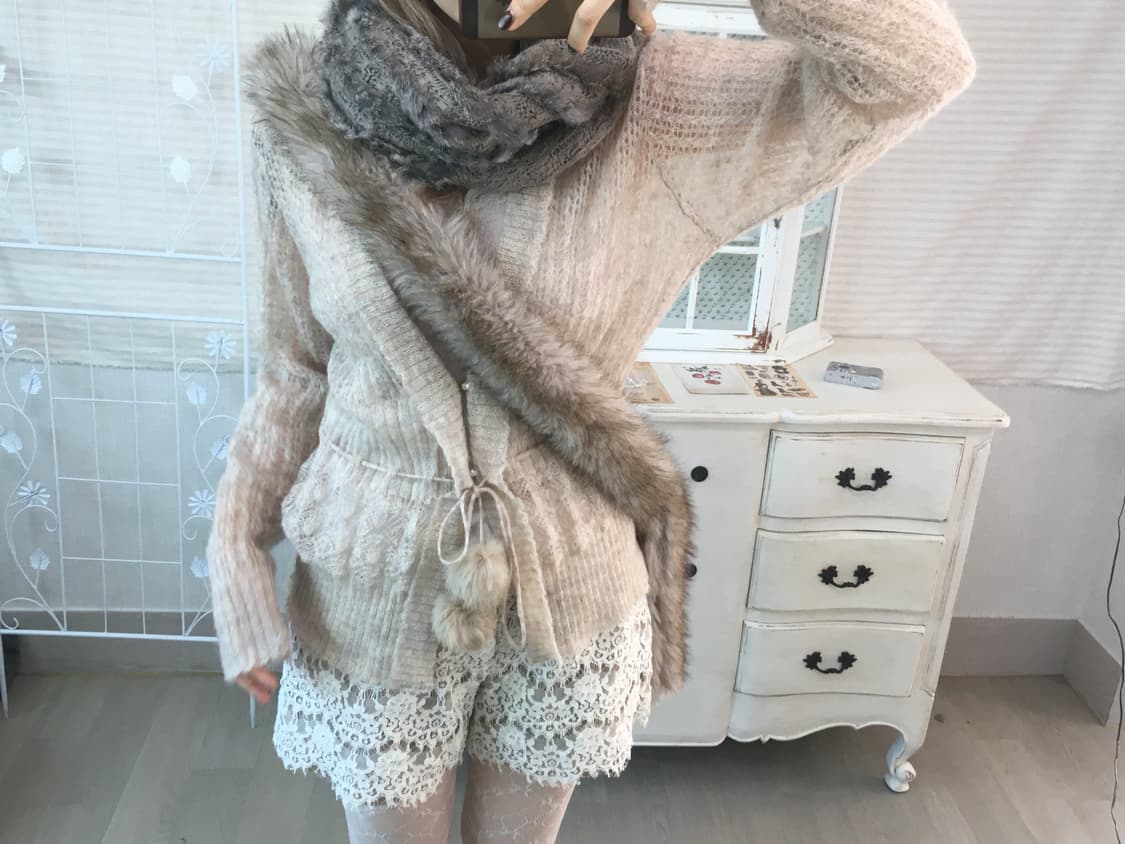 일본빈티지 핑크베이지 페어리가디건 상품이미지4