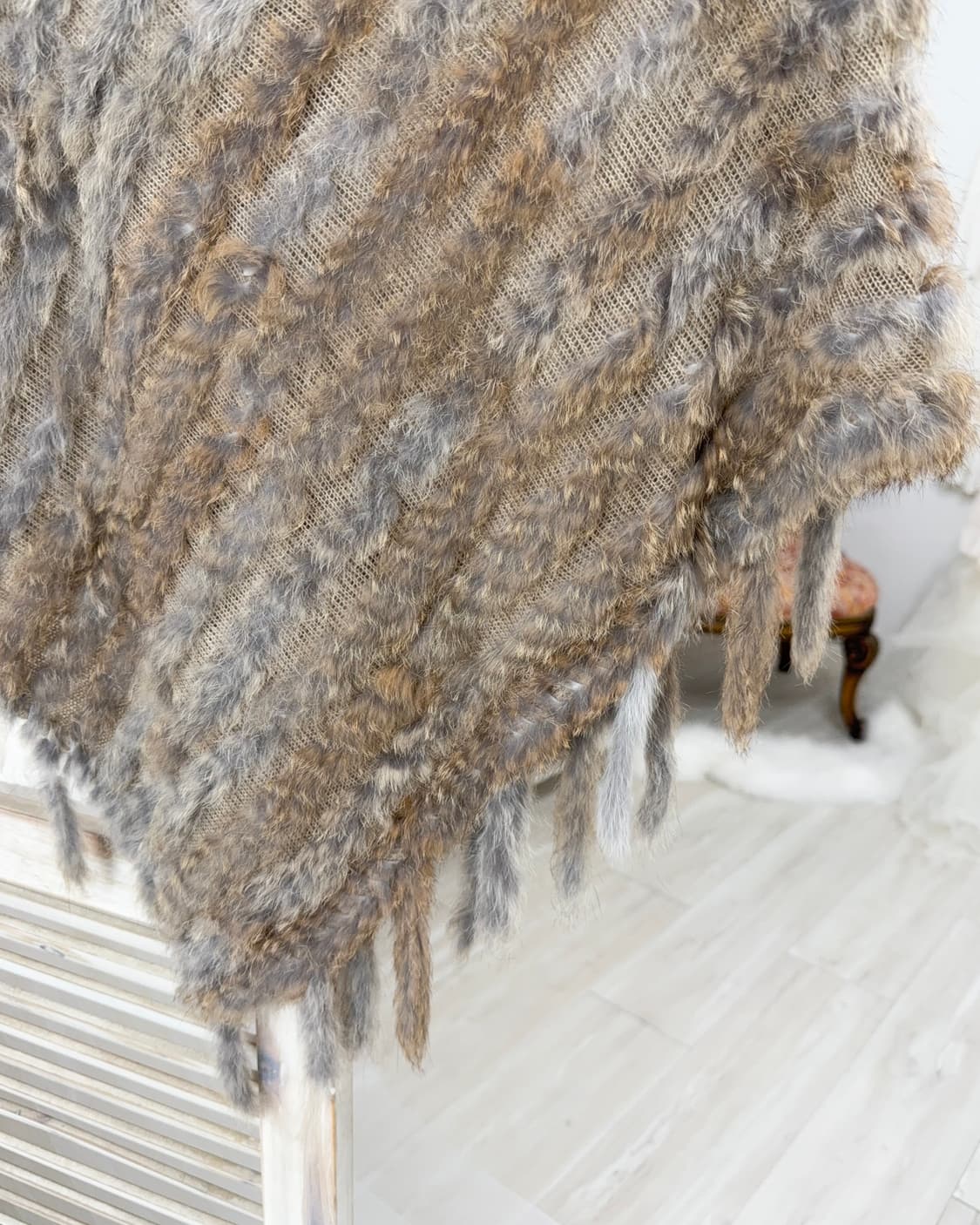 Mix brown rabbit fur cape 상품이미지8