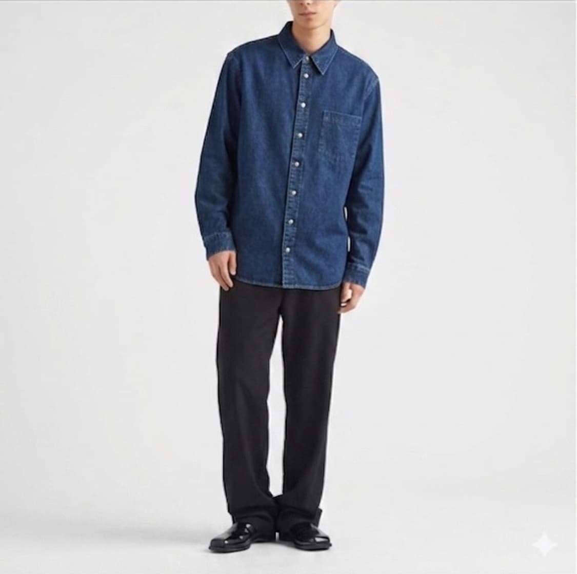 크롬하츠 데님 레더 크로스 패치 셔츠 상품이미지1