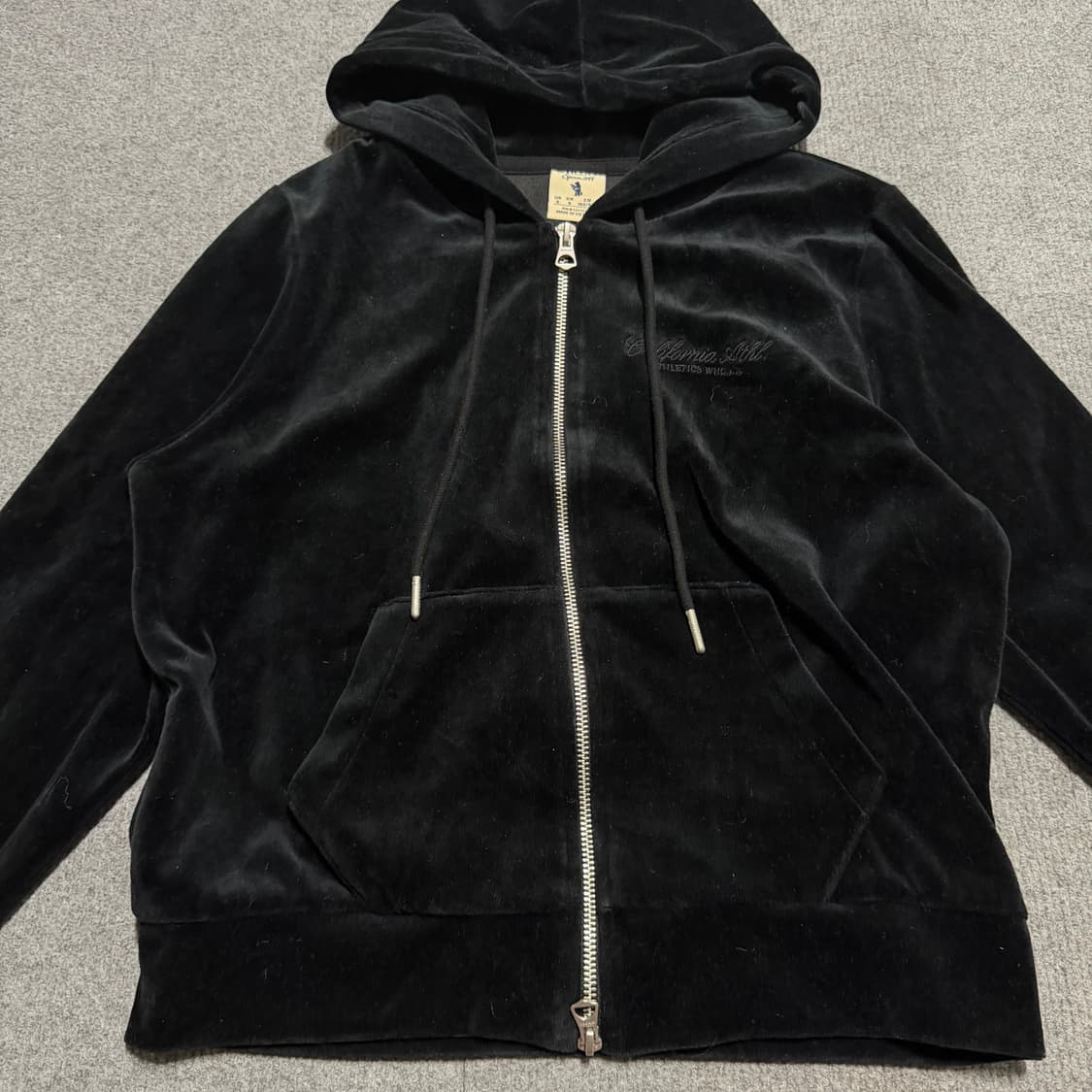 후아유 블랙 벨벳 후드집업 s 상품이미지2