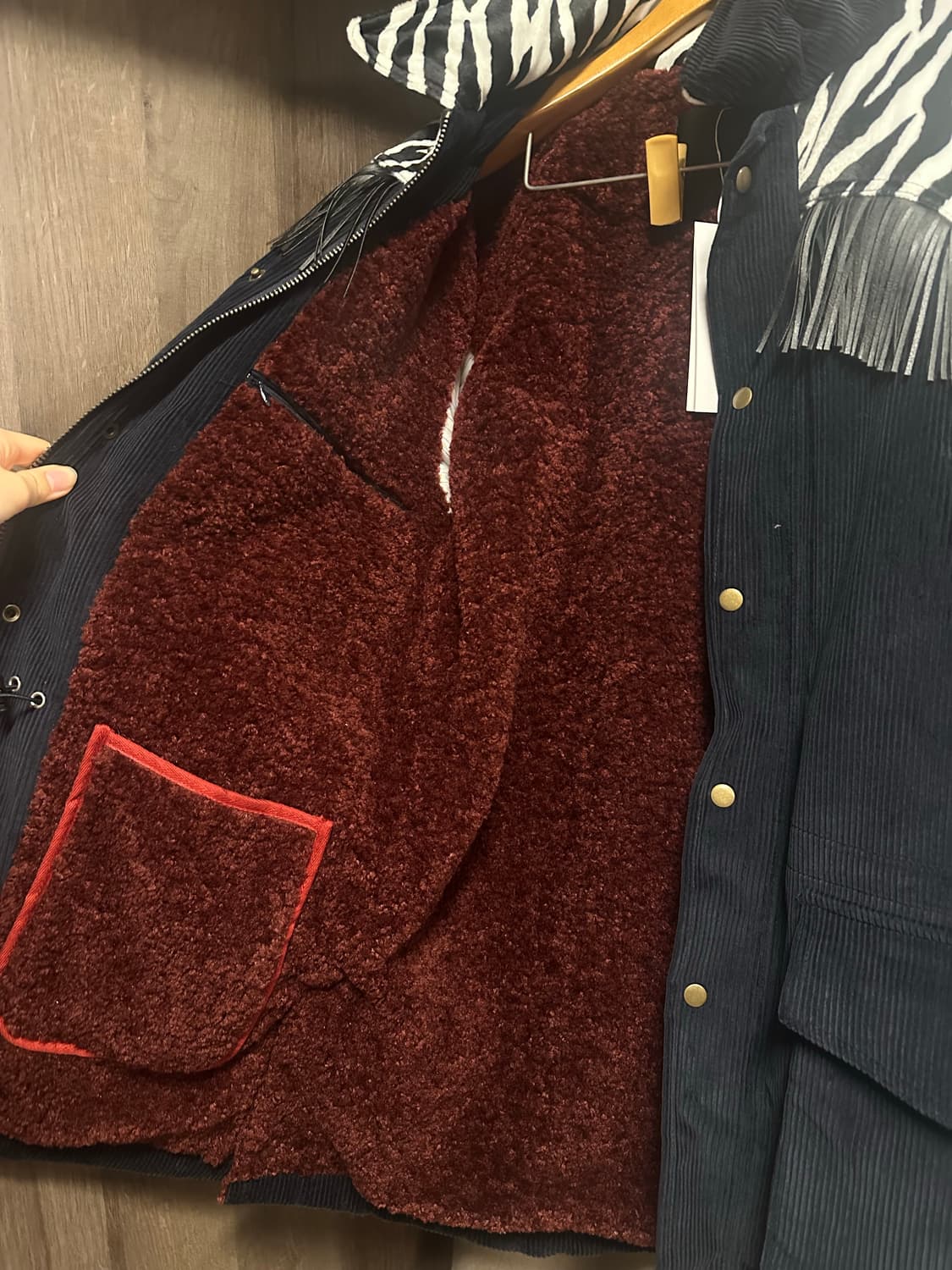 3CE 스타일난다 지브라 프린지 배색 리버시블 자켓 (미착용, 택有) 상품이미지4