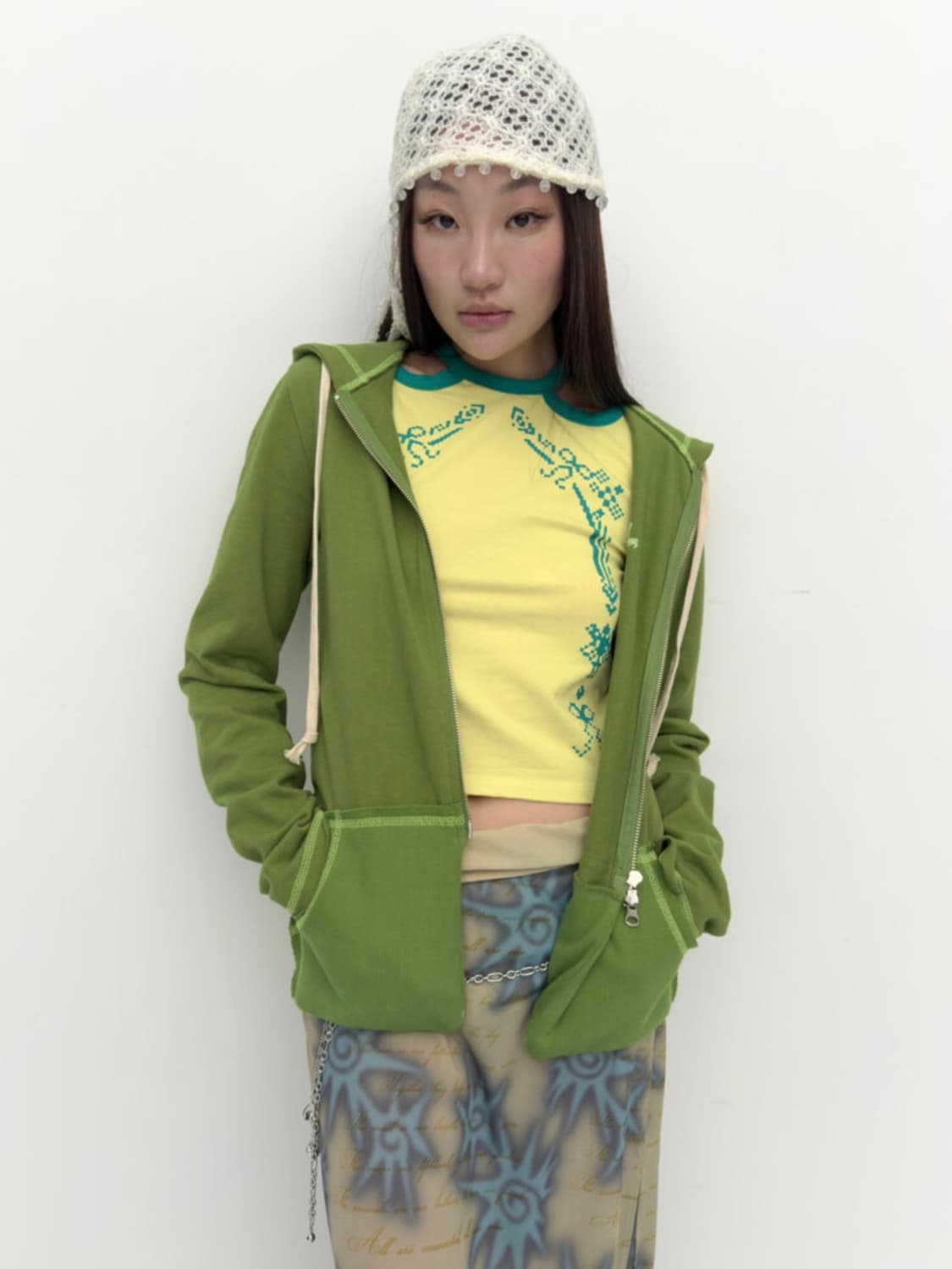 퓨레 - Dotori zip-up hoodie Green 상품이미지1
