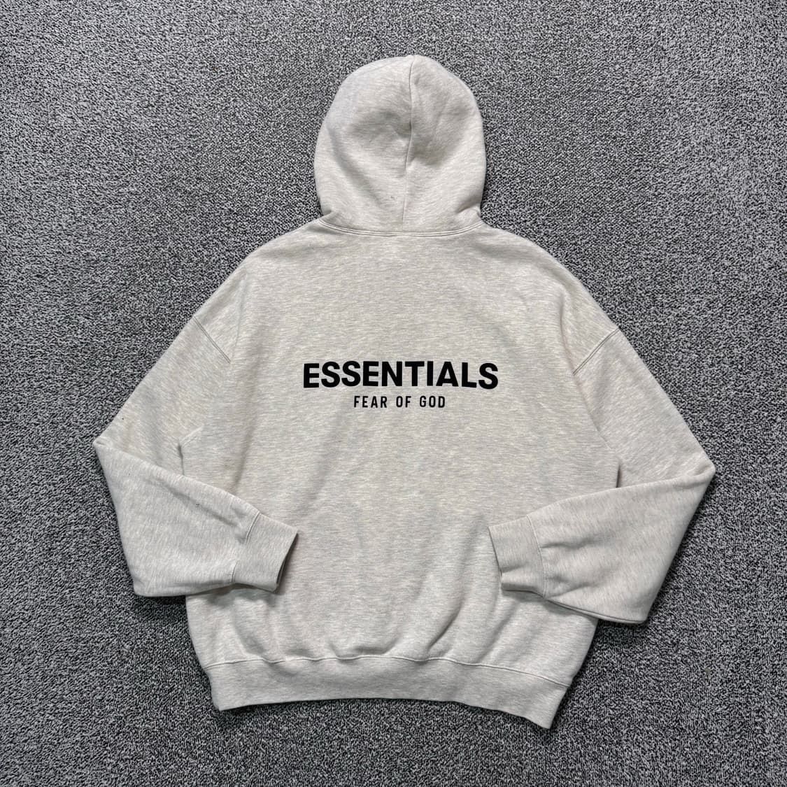 Name : 피오갓에센셜 후면 빅로고 오트밀 오버핏 후드티 :)  상품이미지1