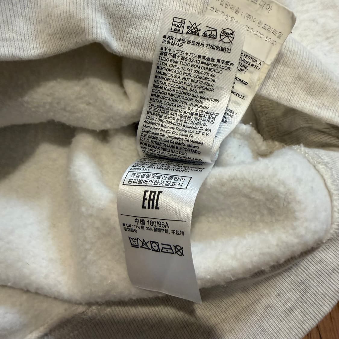 GAP 오리지널 화이트 크림 멜란지 기모 후드티 상품이미지4