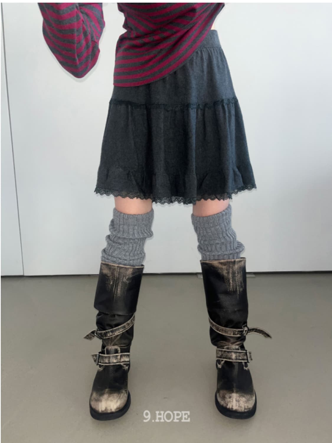 !!베이지 색상!! 김아홉 미디 니트스커트 상품이미지1