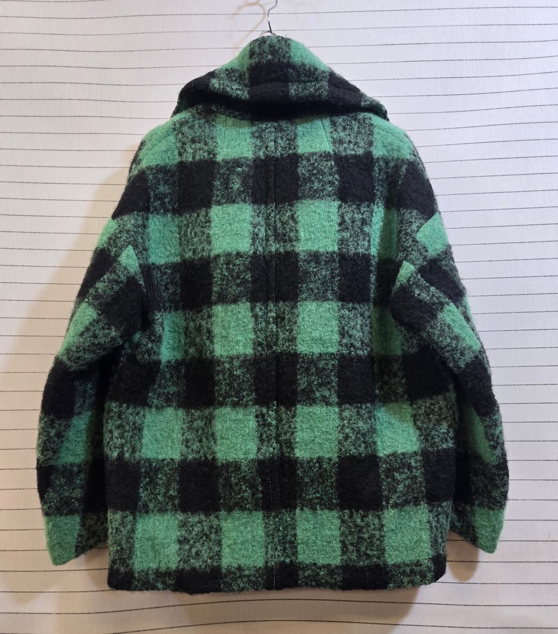 오즈세컨 그린블랙 체크 빅카라코트 상품이미지8