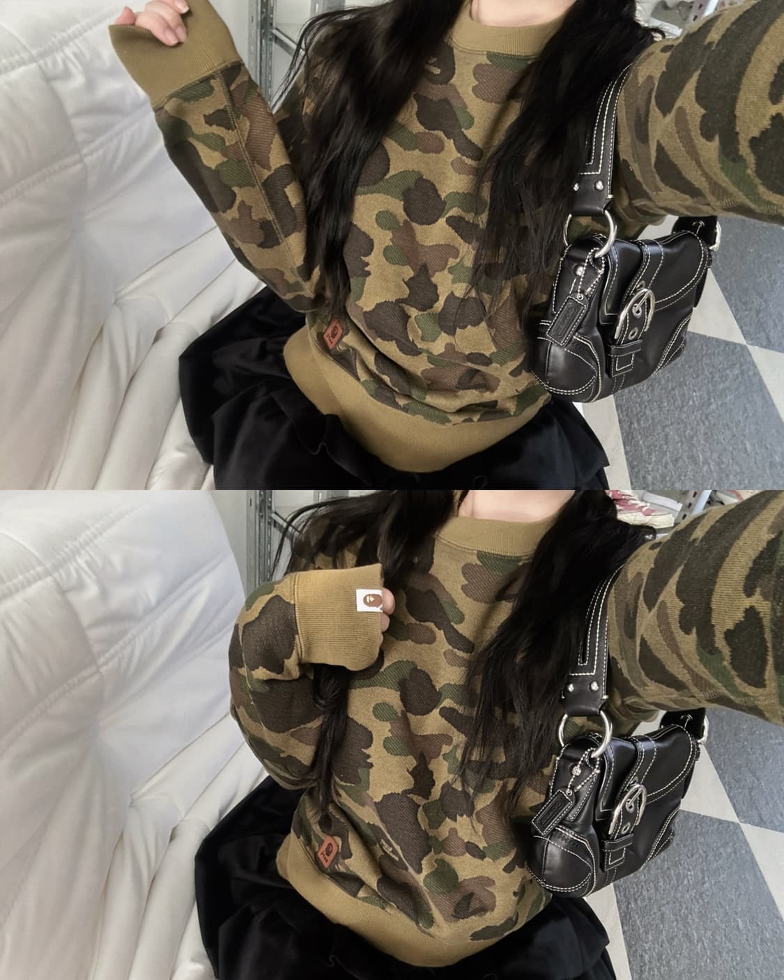 베이프 퍼스트카모 레더 사루 패치 맨투맨  상품이미지8