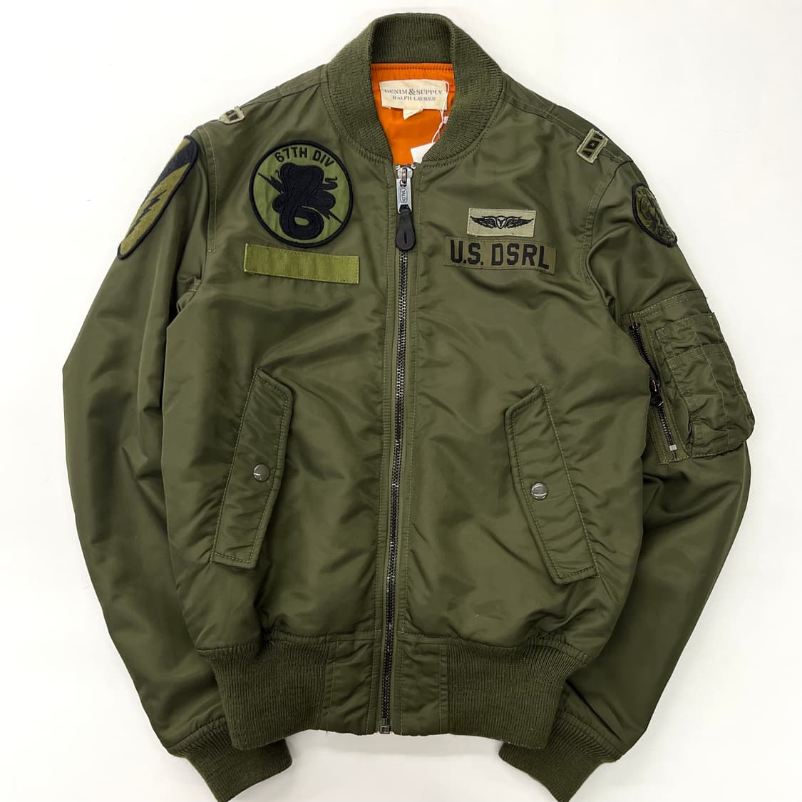 데님서플라이 카키 리버시블 밀리터리 크롭 봄버자켓 상품이미지1