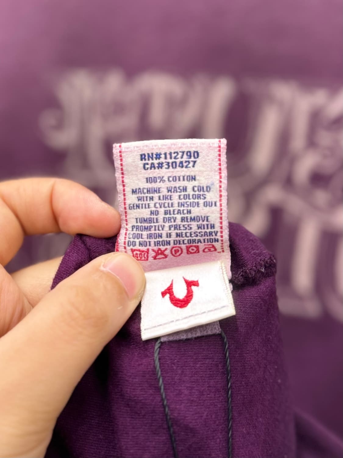 True Religion 트루릴리전 버건디 컬러 로고 반소매 티셔츠 상품이미지8
