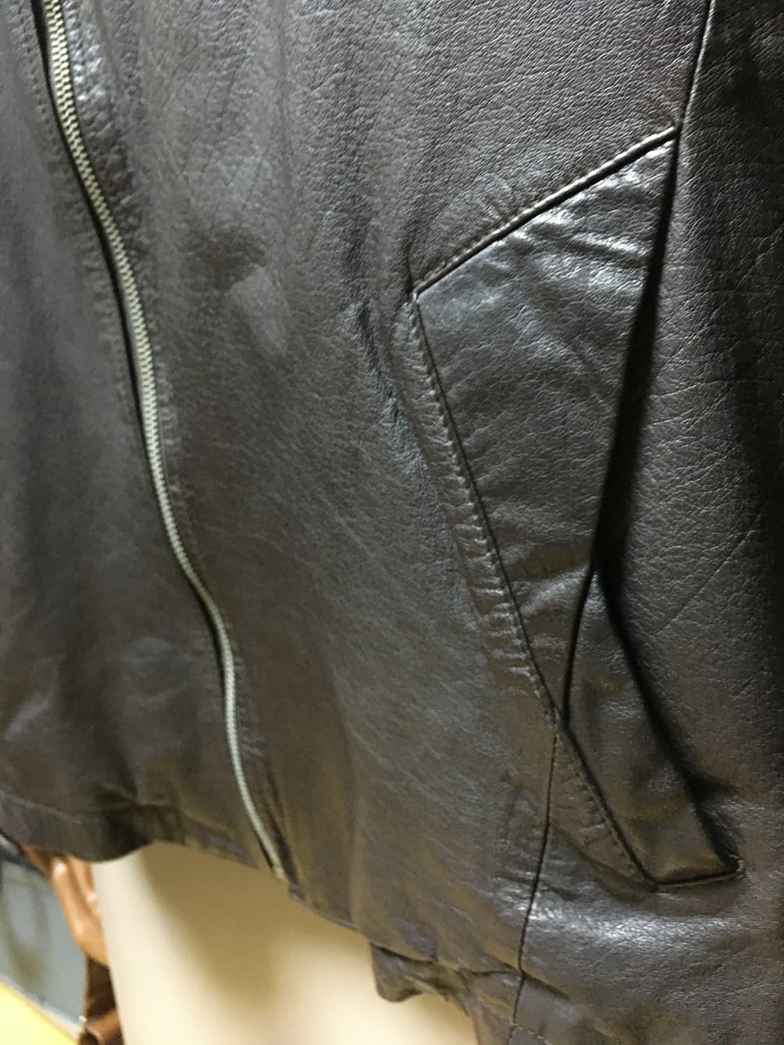 코데즈 컴바인 하이넥 카우하이드 사선 레더 자켓 상품이미지5