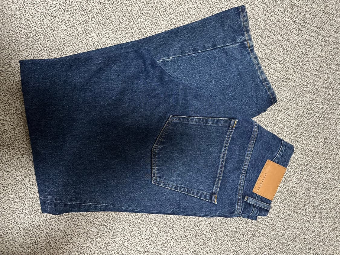 선플라워 와이드 트위스트 데님 팬츠 (린스 블루 32 size) 상품이미지3