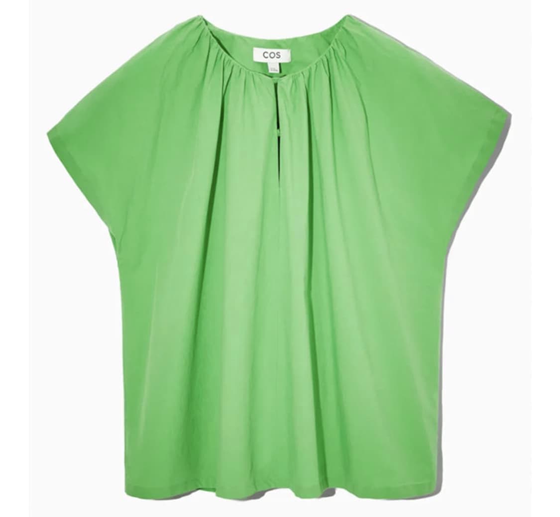 Cos 개더드 캡 슬리브 블라우스 그린 36 상품이미지1