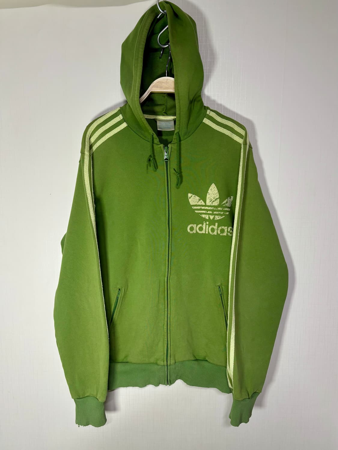 00s OLD ADIDAS 아디다스 후드 플락 져지 트랙탑 자켓 말차색 상품이미지2