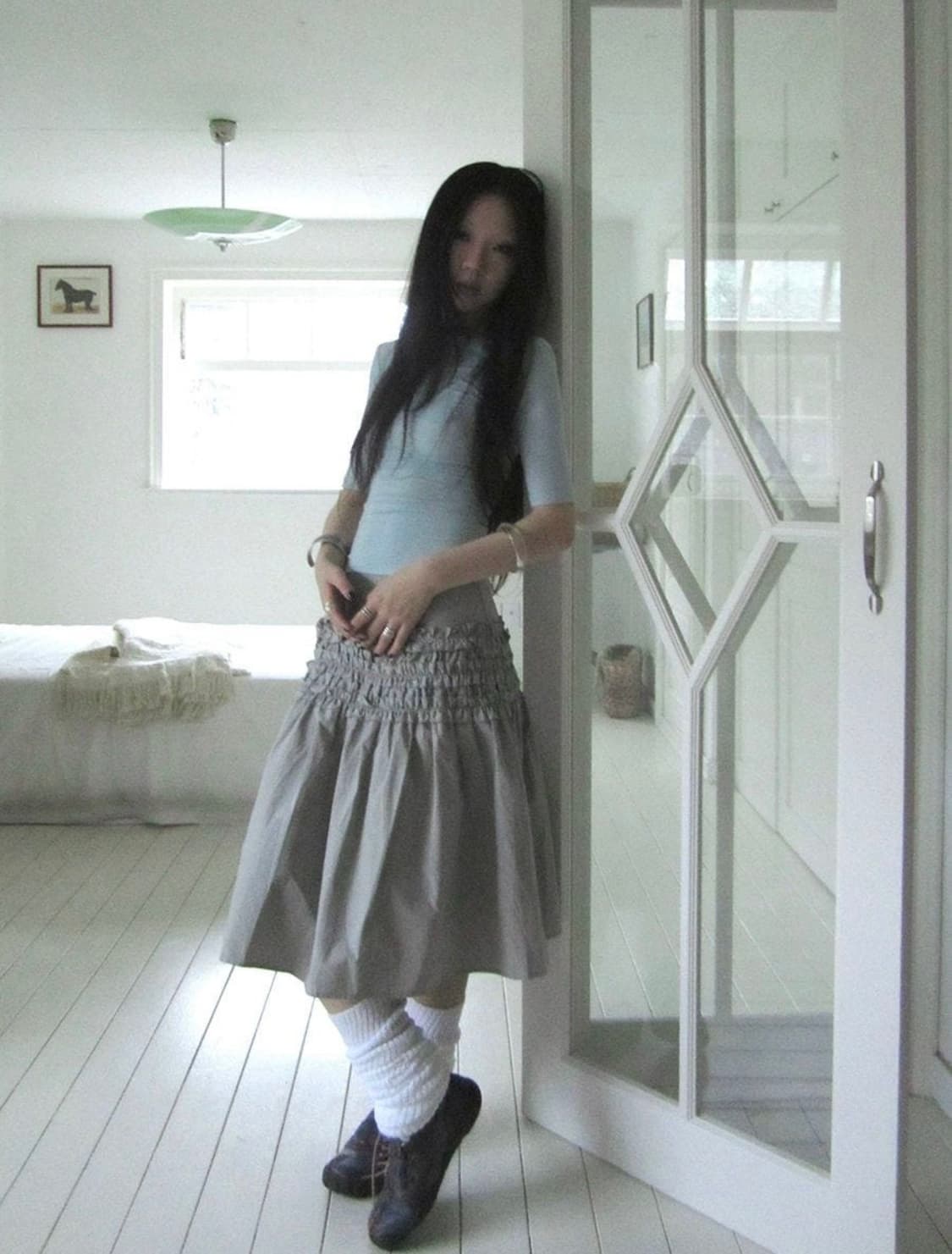 Ang Project 프릴 스모킹 스커트 상품이미지1