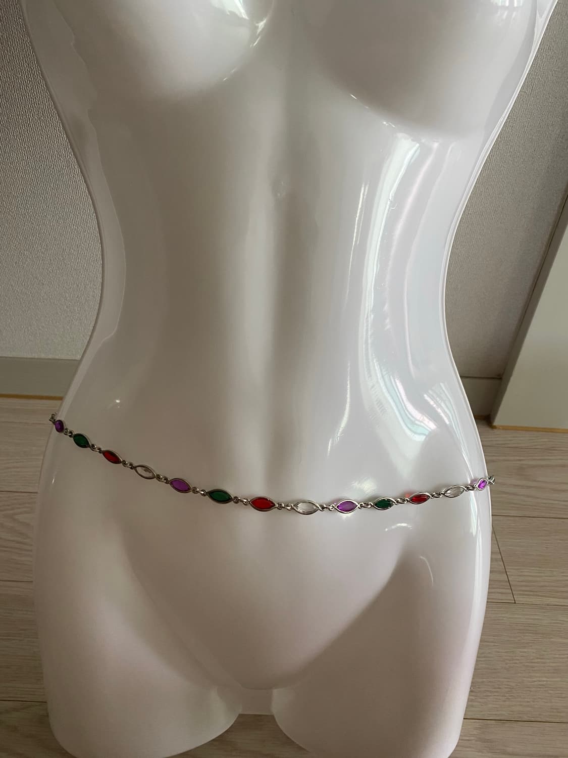 빈티지 컬러 무지개 은장 체인 목걸이 겸 벨트 상품이미지7