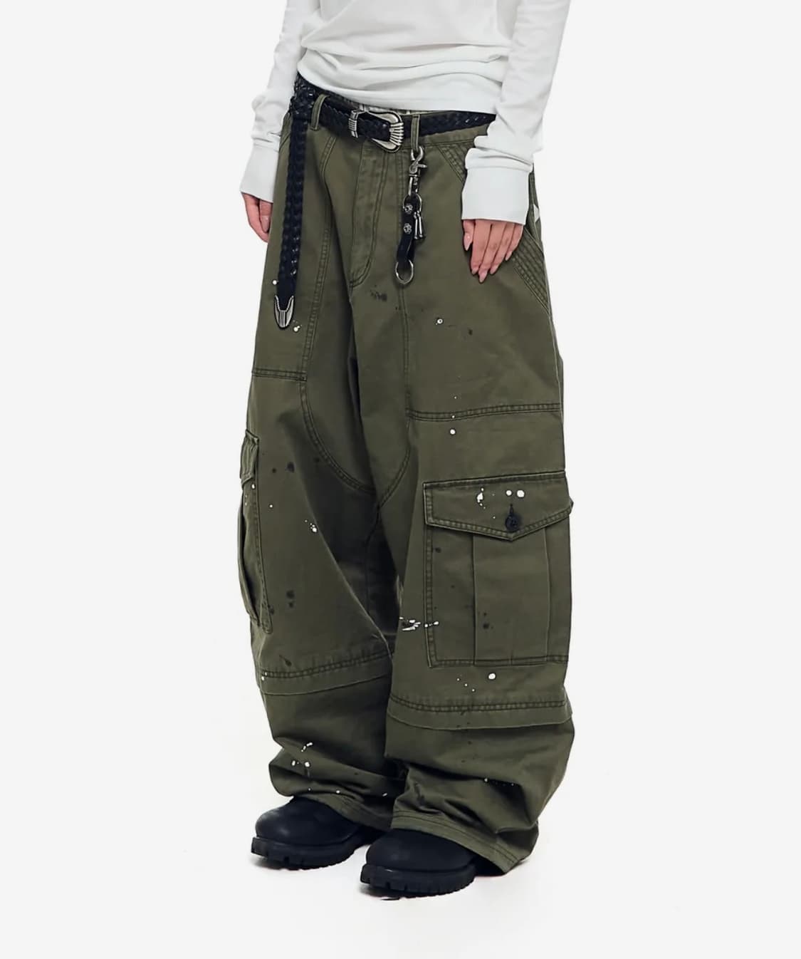 아캄 Aakam Painted Military Cargo Pants 카키 상품이미지1