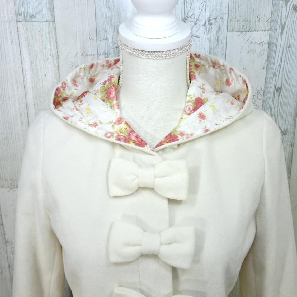 리즈리사 3연 리본 후드 숏코트 플라워 패턴 자켓 달천깔 히메갸루 상품이미지2