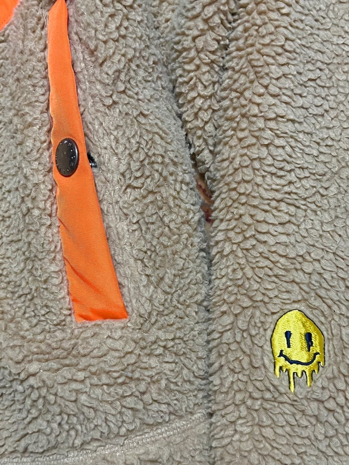 커스텀멜로우 베이지/오렌지 스마일 플리스 후리스 플리스 후드 자켓 95 상품이미지8