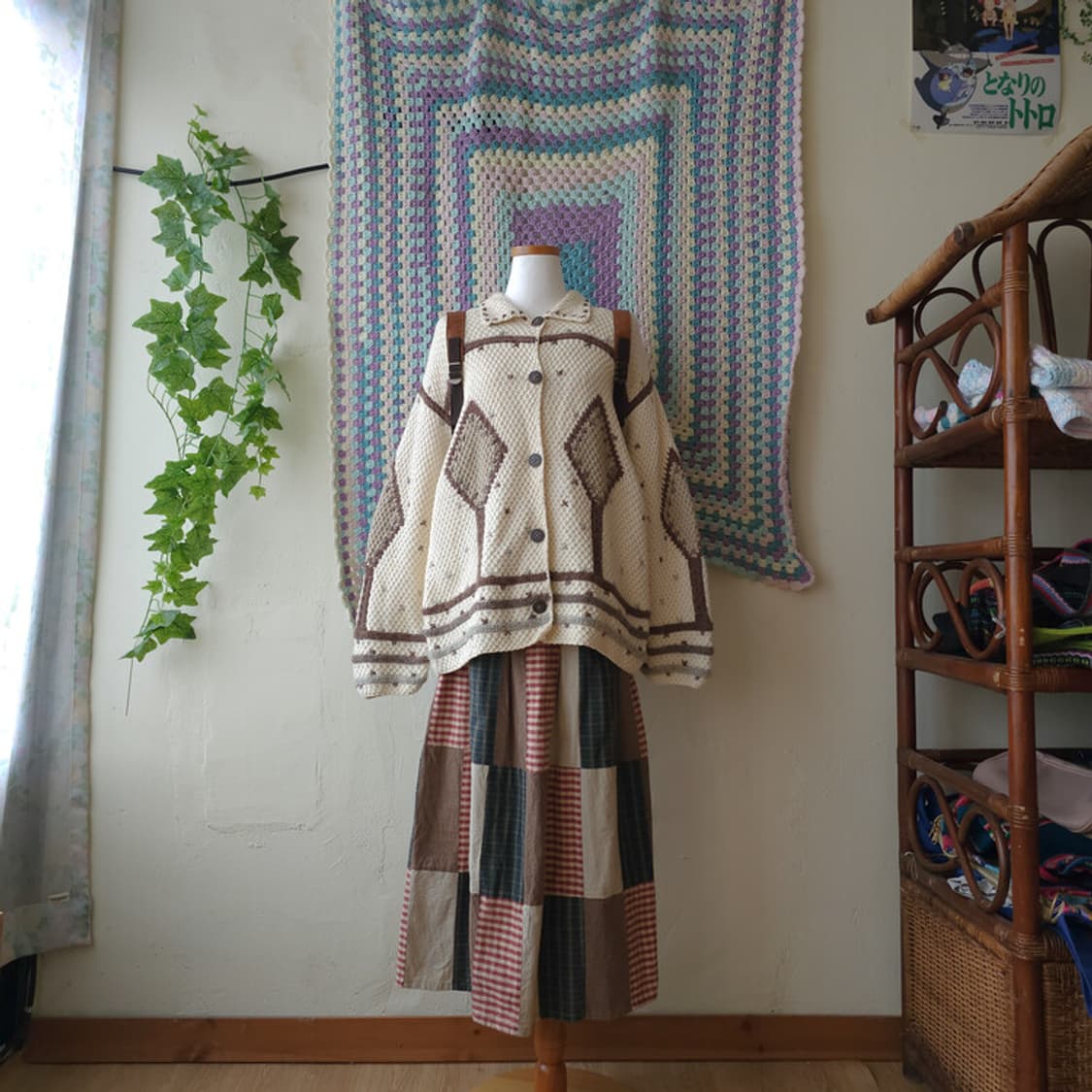 빈티지 아가일 니트 가디건 상품이미지2