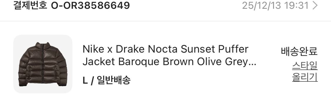 나이키 녹타 패딩 브라운 아시아L 상품이미지5