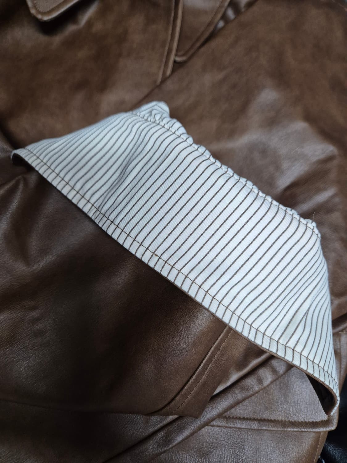 Jellpe. 초코브라운 가죽자켓 상품이미지6