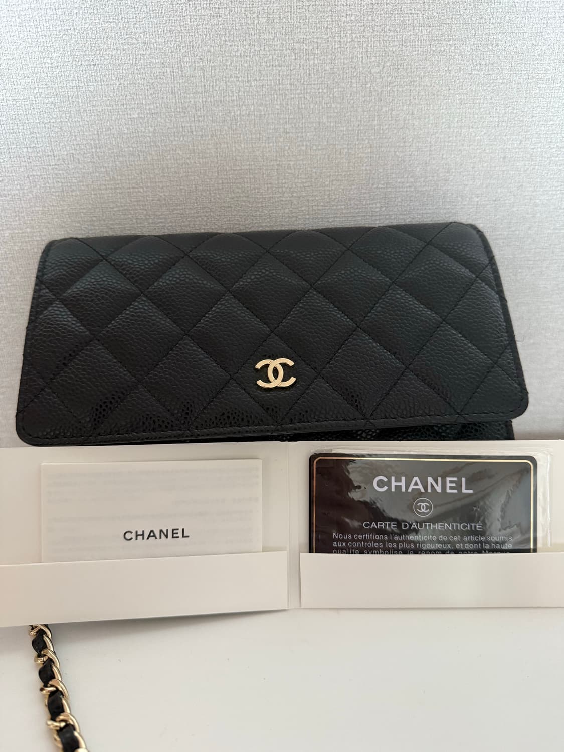 샤넬 WOC 블랙 캐비어 금장 체인 상품이미지1