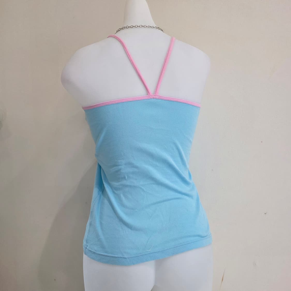 일본빈티지)애플 블루x핑크 y2k 히메오네갸루 홀터넥 슬리브리스민소매 상품이미지2