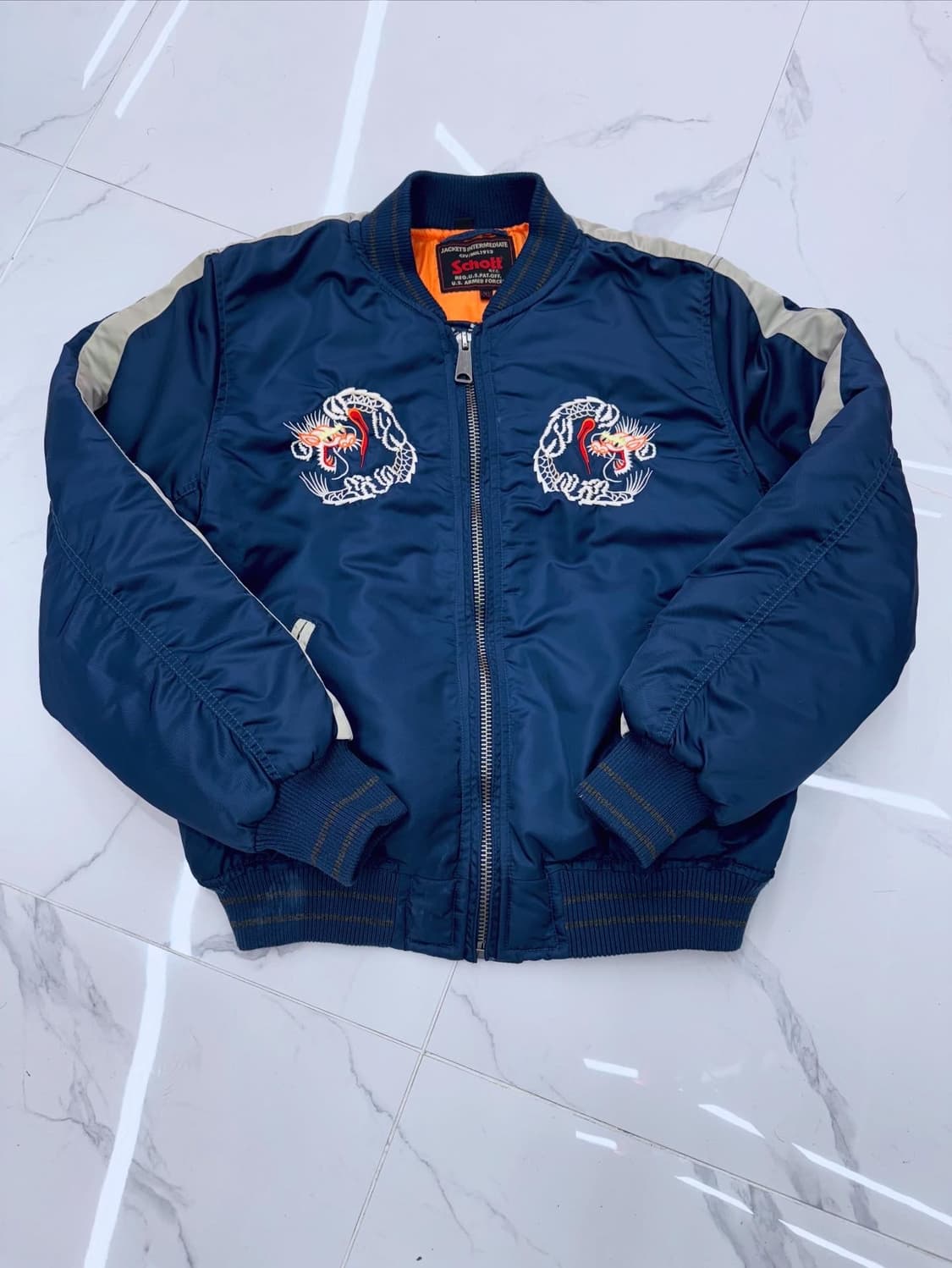 •Schott 쇼트 용 자수 블루종 자켓 상품이미지1