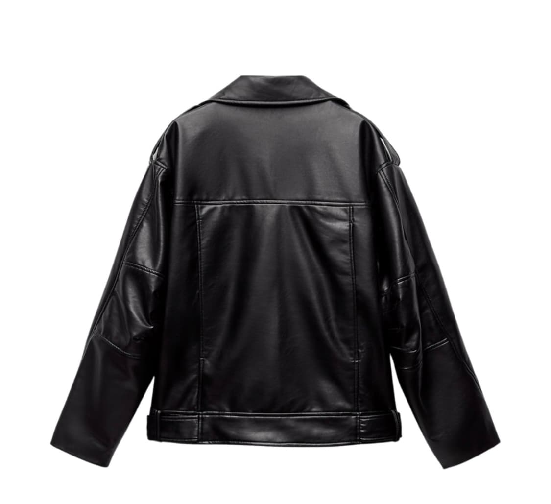 자라 오버사이즈 포어 레더 페이크레더 바이커 자켓 상품이미지3