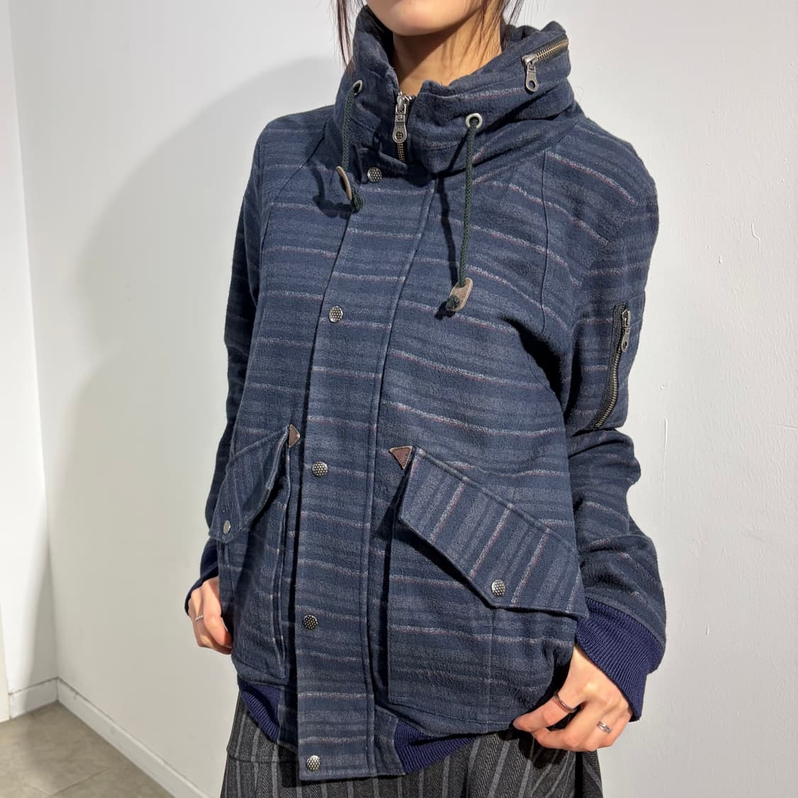 일본빈티지 네이비 스트라이프 자켓 상품이미지1