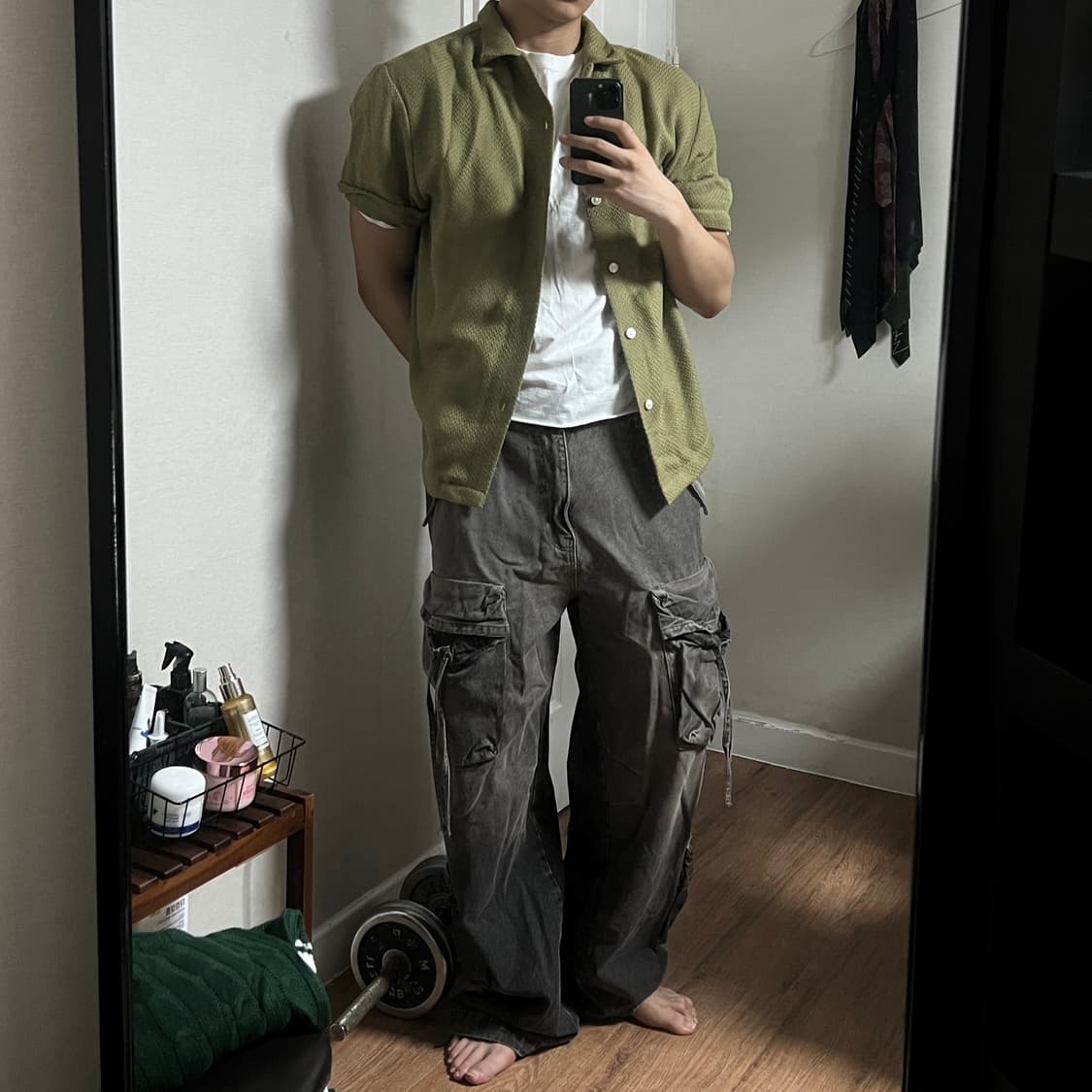 H&M 올리브그린 반팔니트셔츠 L-XL 상품이미지2