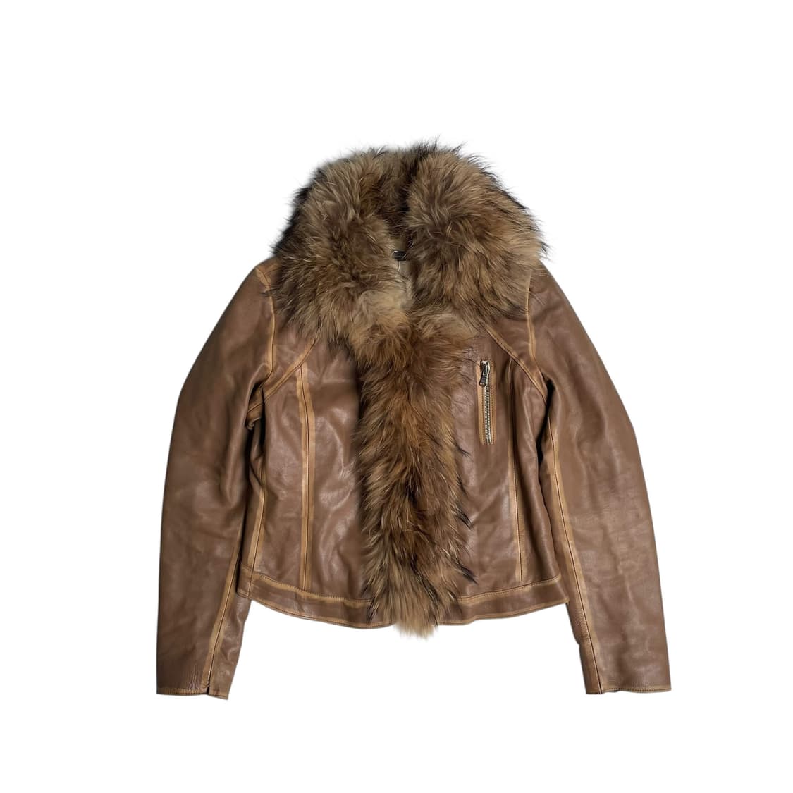 QUBHA 퍼 그라데이션 레더 자켓 (italy made) 상품이미지1