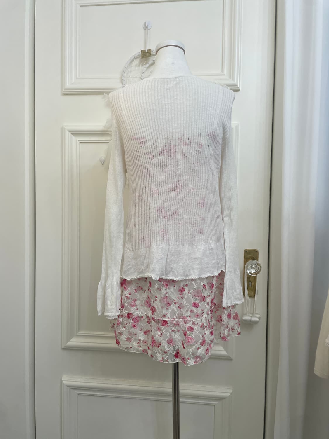 white lace ruffle crystal button fairy c 상품이미지4