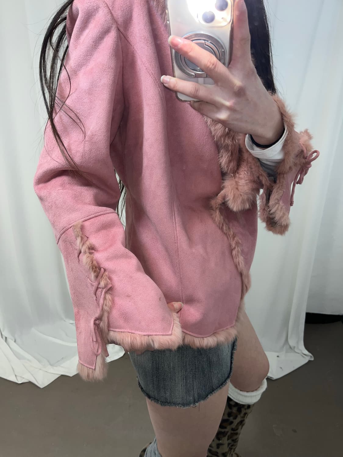 핑크 래빗퍼 아일렛 포인트 무스탕 상품이미지7