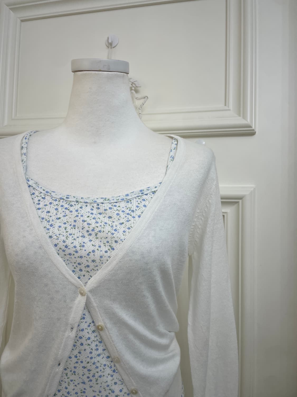 white blue flower pure top set 상품이미지4