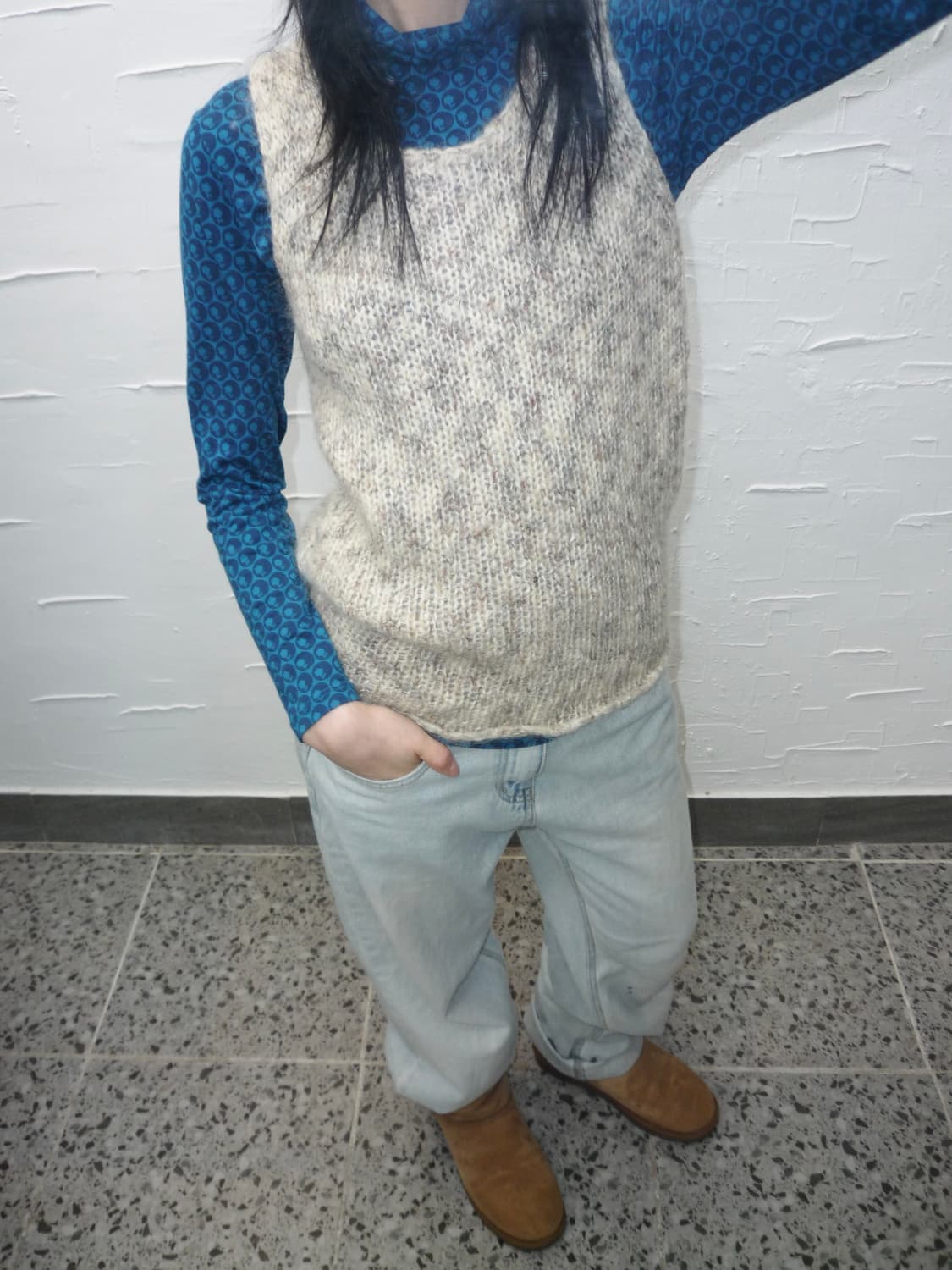 Ivory knit vest 상품이미지5