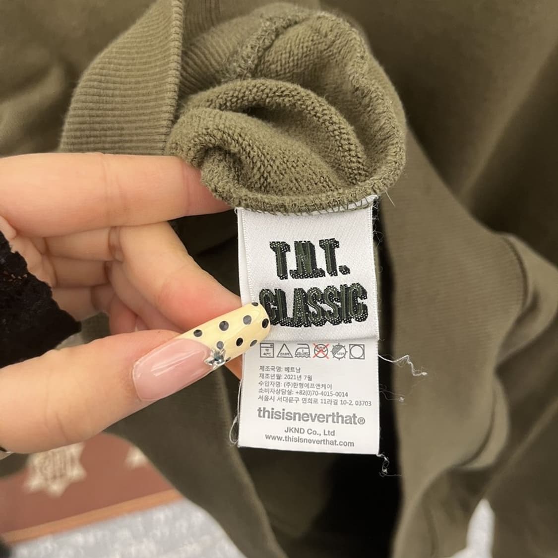 디스이즈네버댓 모던 캐주얼 빈티지 말차카키 후드티 L C09734 상품이미지6
