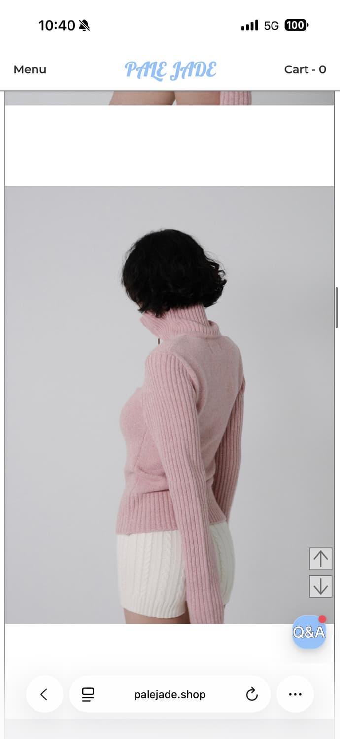 페일제이드 터틀넥 울 니트 집업 핑크 상품이미지1