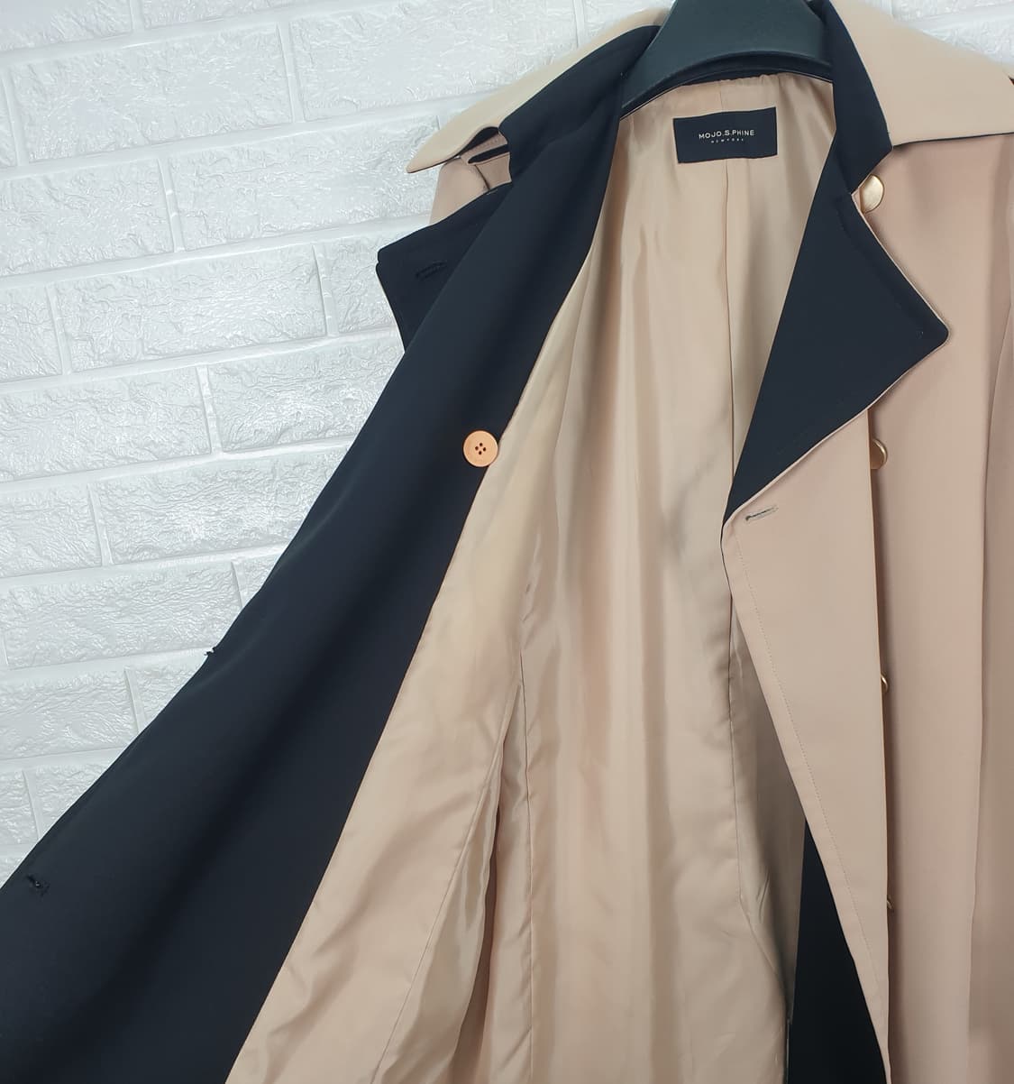 [55]모조에스핀 배색 트렌치 코트 상품이미지4