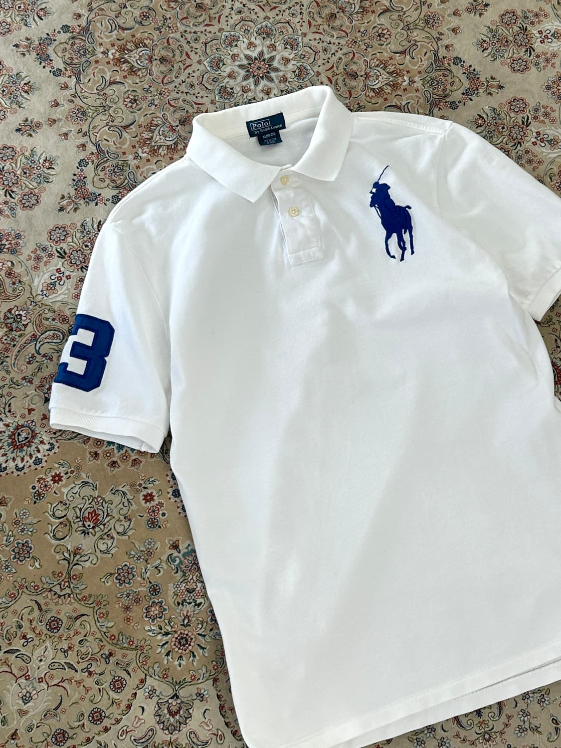폴로 랄프로렌 화이트/블루 빅포니 카라티  상품이미지3