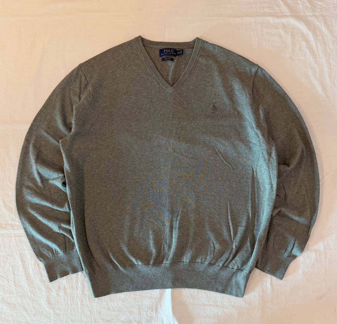 폴로 랄프로렌 신형 브이넥 코튼 니트 그레이 상품이미지1