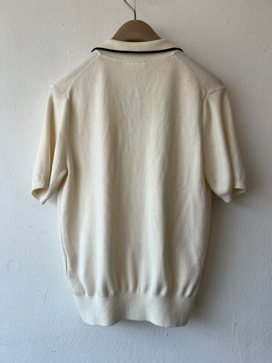 라코스테 여성 아이보리 카라니트 반팔니트 울니트 상품이미지3