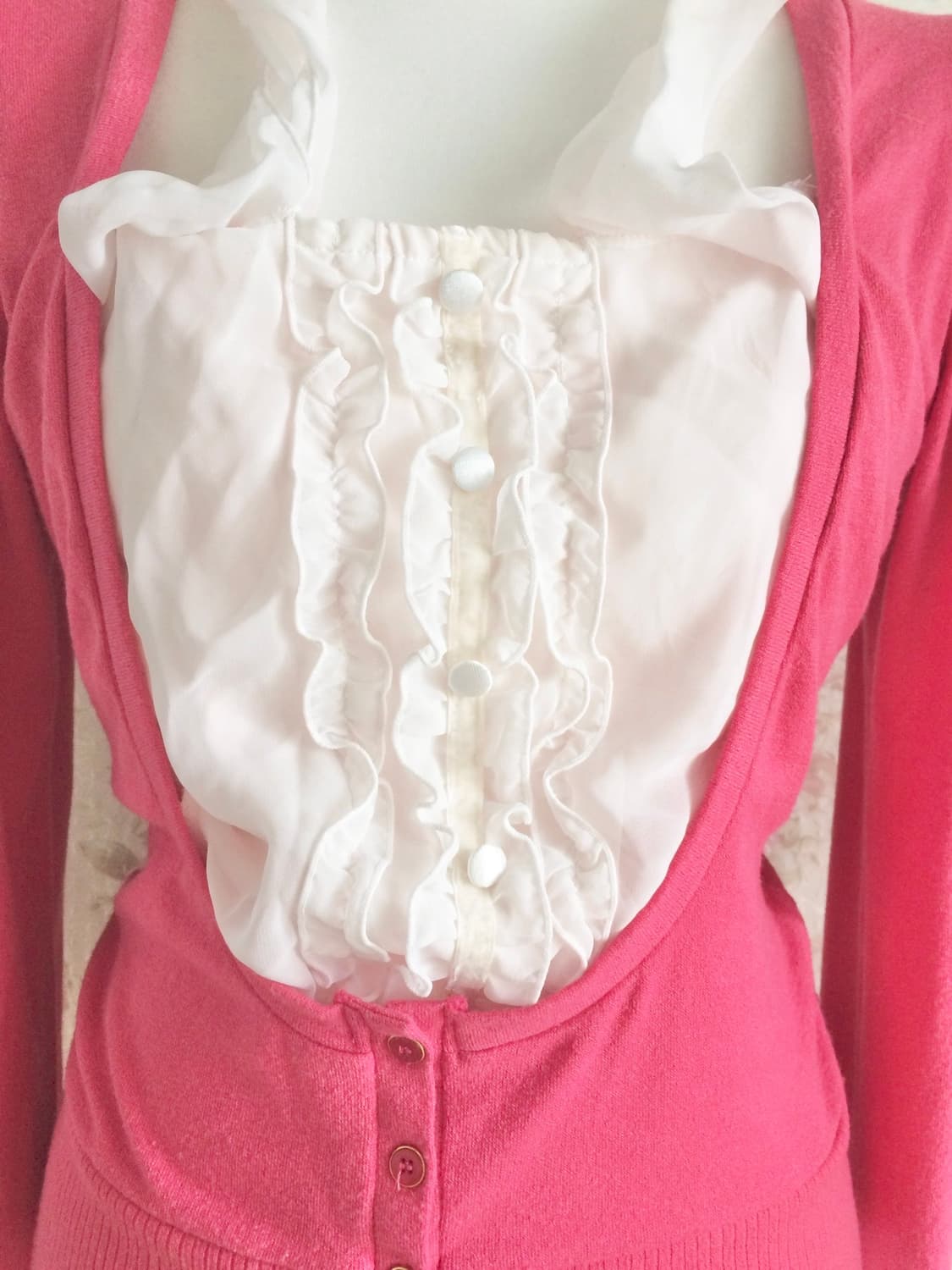 Vintage Bye Bye pink blouse layered milk 상품이미지5
