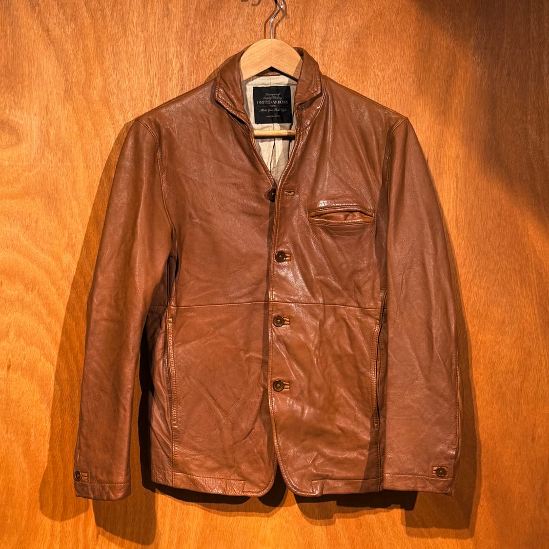 유나이티드 애로우즈 램스킨 레더 자켓 s 90~95 양가죽 카 코트 상품이미지7