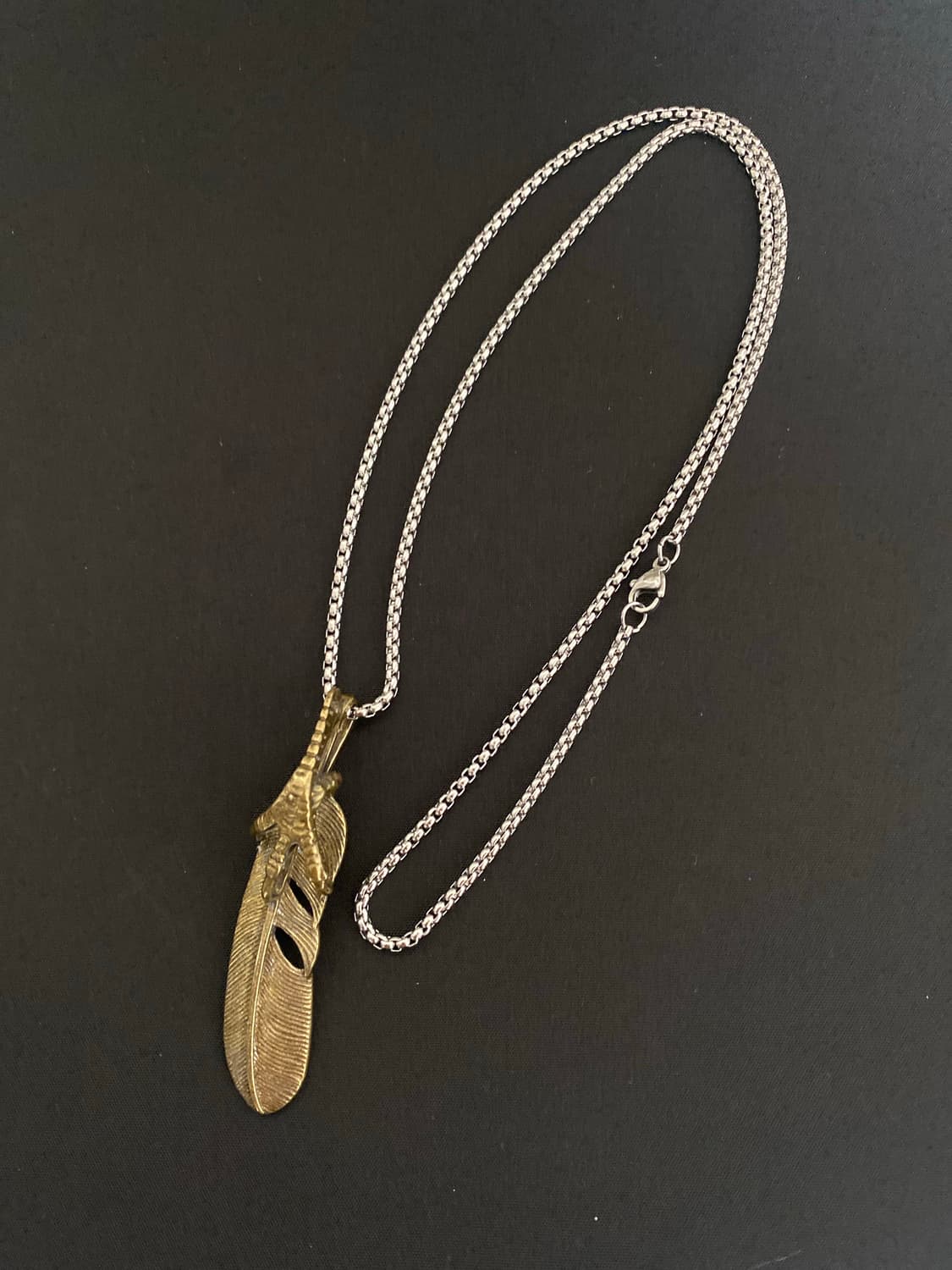 빈티지 깃털 팬던트 목걸이(무광 브론즈 톤) 상품이미지1