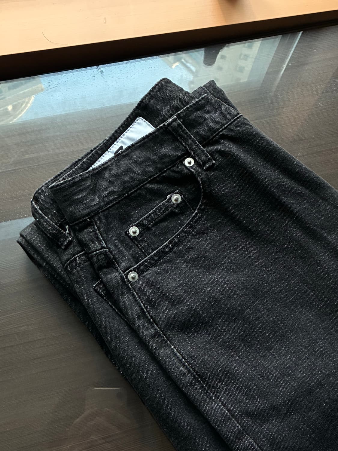 (L) 아워데이즈 세미 와이드 데님 팬츠 [WASHED BLACK] 상품이미지10