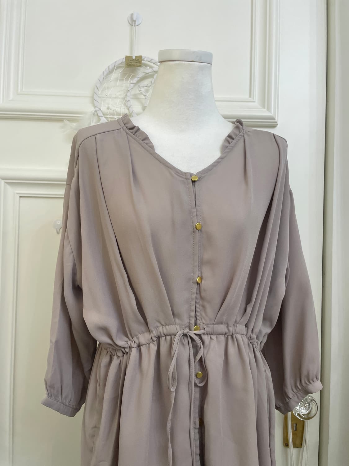 dark lavender gold button autumn blouse 상품이미지5