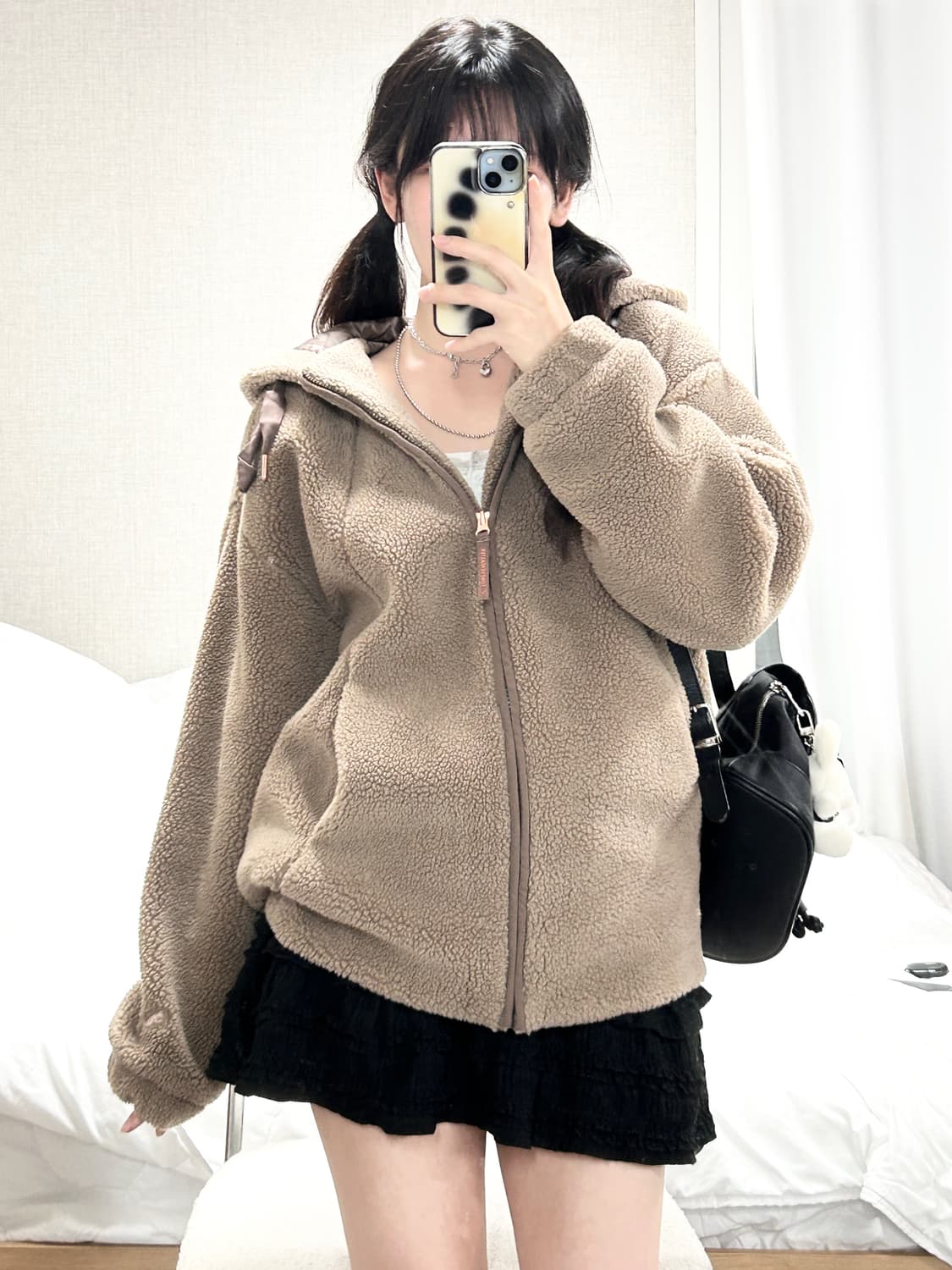 퓨마 스냅로고 초코 브라운 쉐르파 자켓 상품이미지3