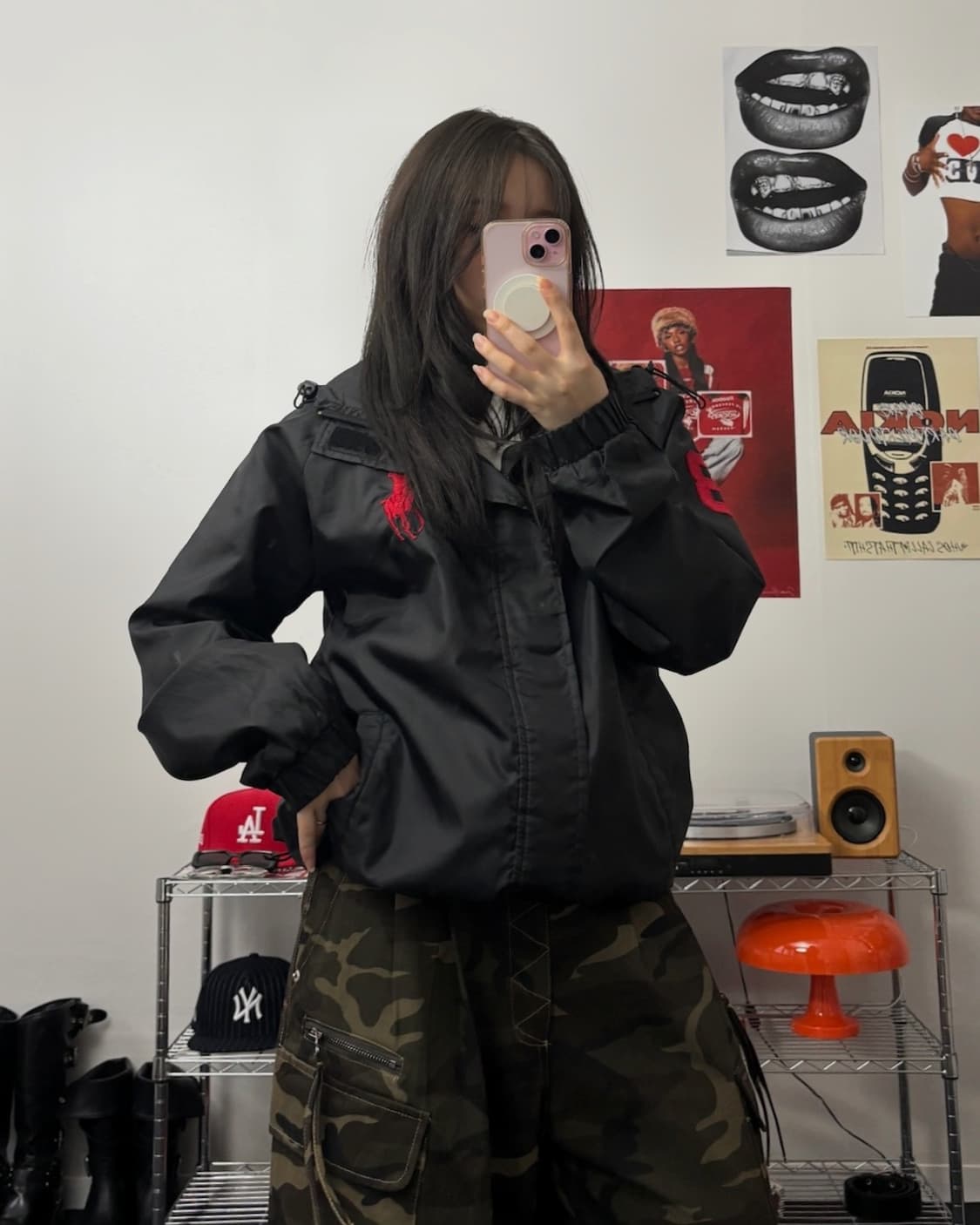 폴로 00s 빅포니 바람막이 후드 자켓 블랙 상품이미지1