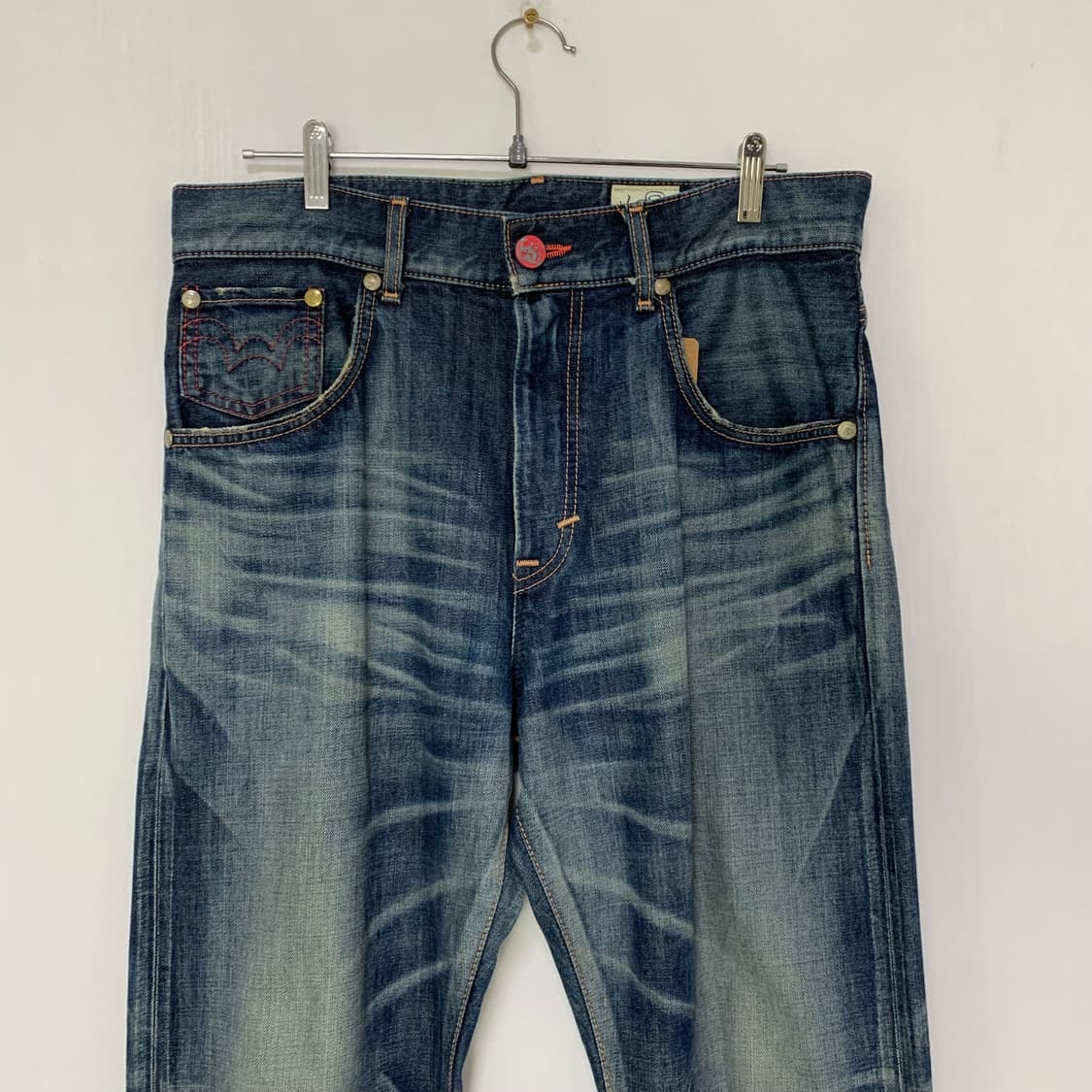 에드윈 스트릿 핑크 패치 빈티지 워싱 데님 팬츠 중청바지 35인치 상품이미지2